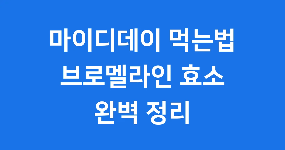 마이디데이 먹는법 브로멜라인 효능 완벽 정리