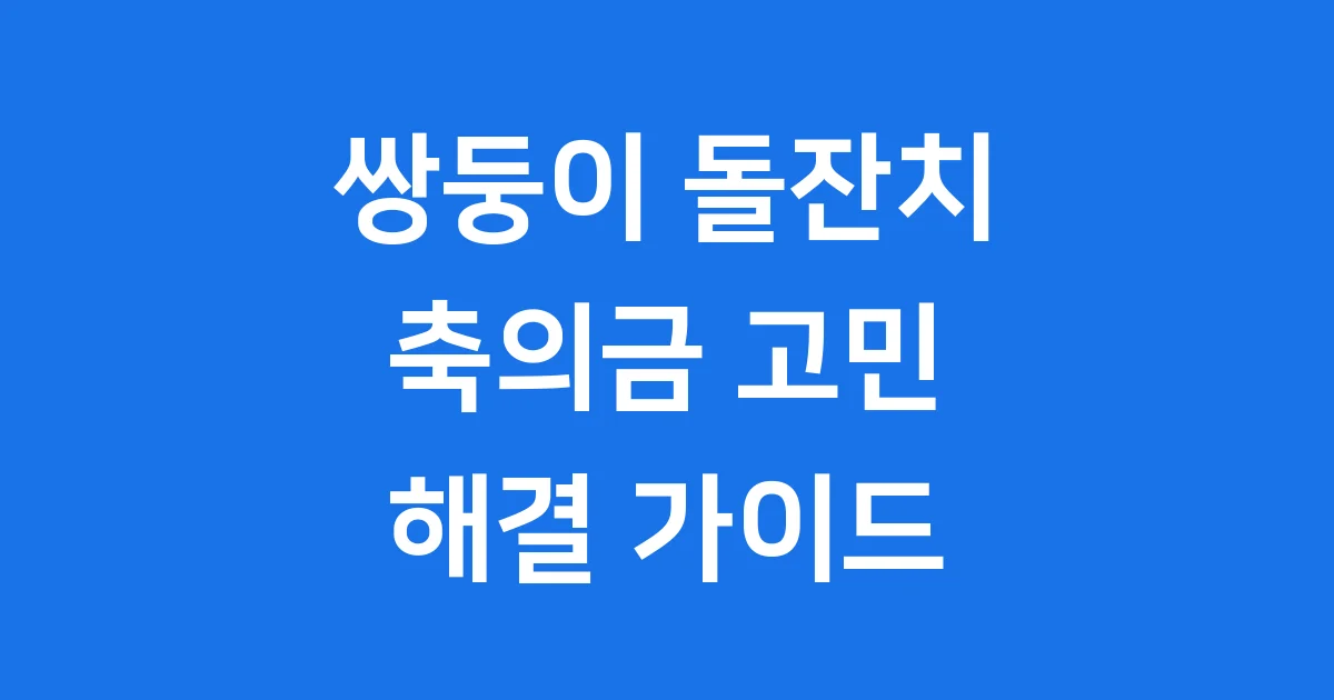 쌍둥이 돌잔치 축의금 금액 선물 예절