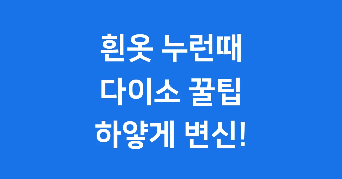 흰옷누런때 다이소로 깔끔하게 제거하는 법