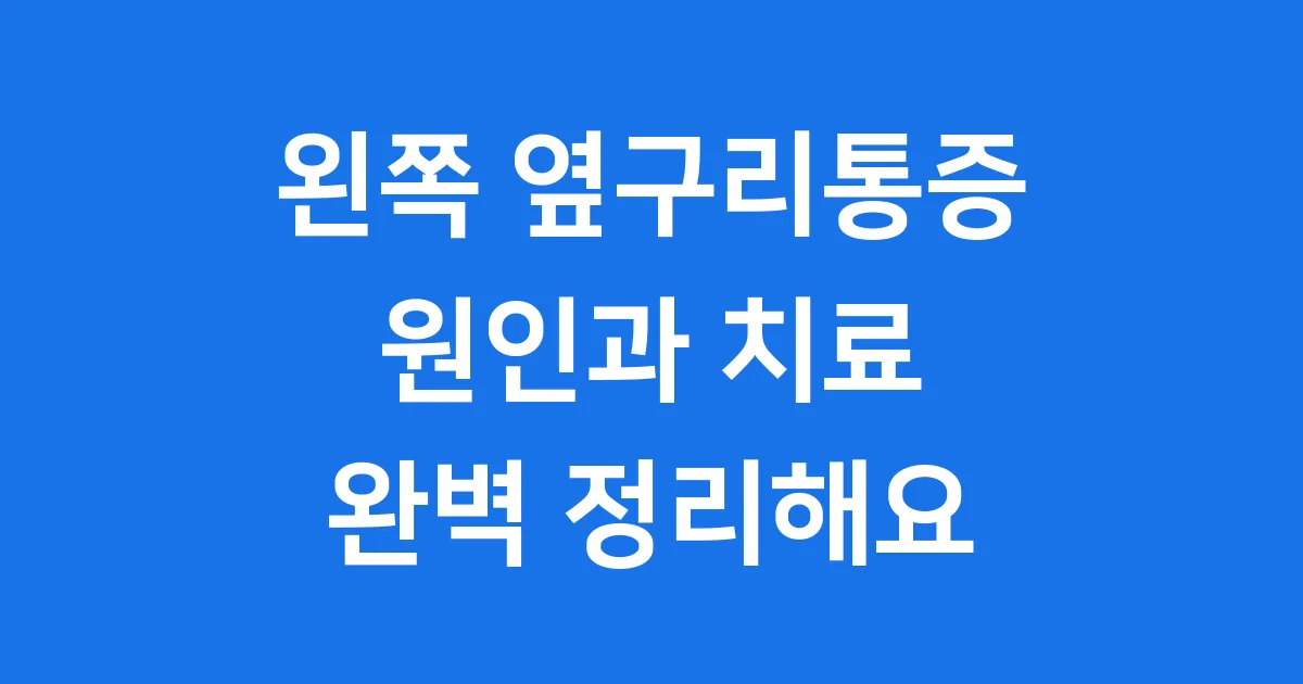 왼쪽 옆구리통증 원인 증상 치료법 한눈에 알아봐요