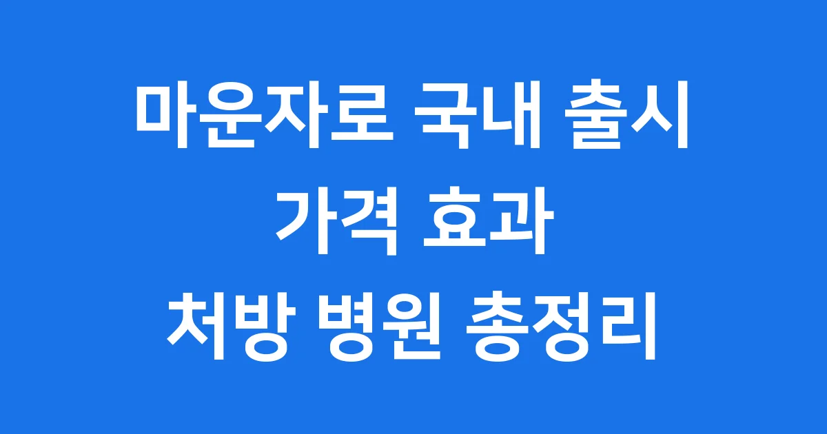 마운자로 국내 출시일 가격 효과 처방 병원 총정리