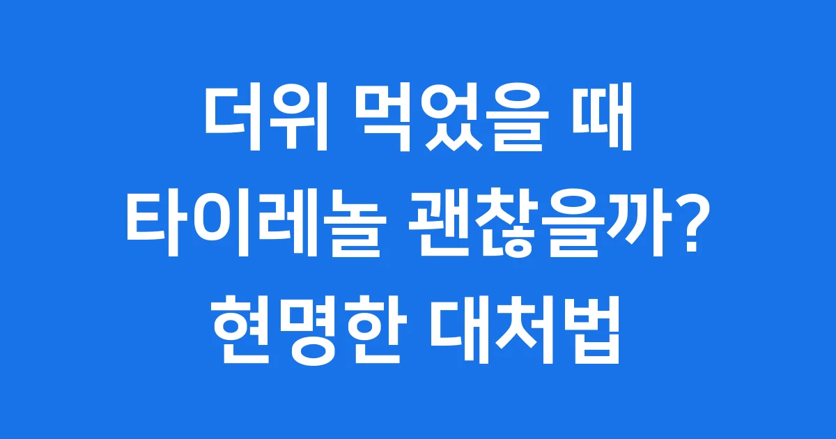 더위 먹었을 때 타이레놀 괜찮을까? 현명한 대처법