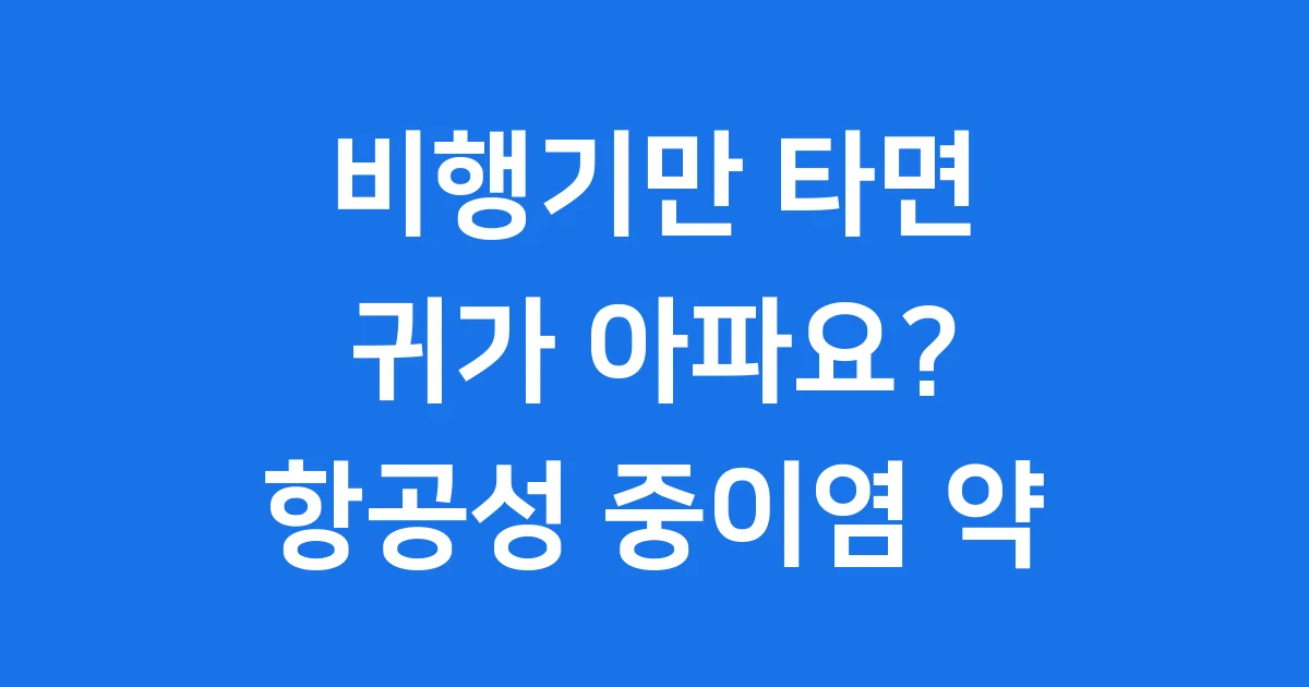 항공성 중이염 약 복용 가이드 증상 예방 팁