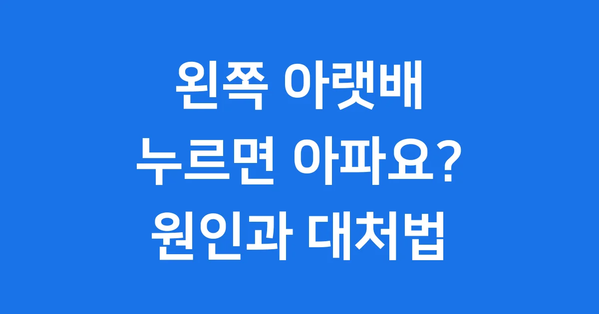 왼쪽 아랫배 누르면 통증 원인과 대처법