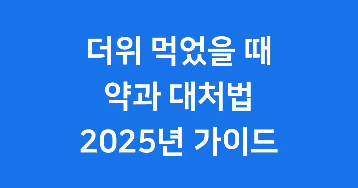 더위먹었을때 약 2025년 증상 대처법