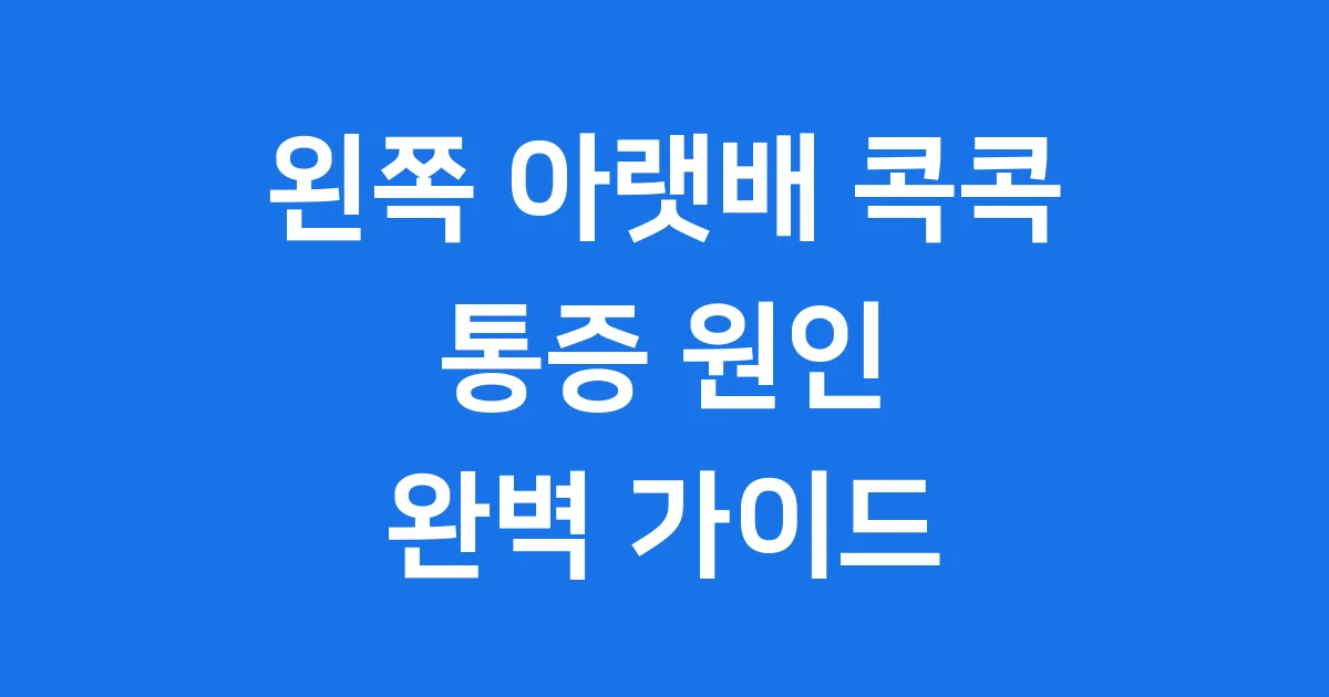 왼쪽 아랫배 통증 콕콕 왜 그럴까요? 원인부터 해결까지!