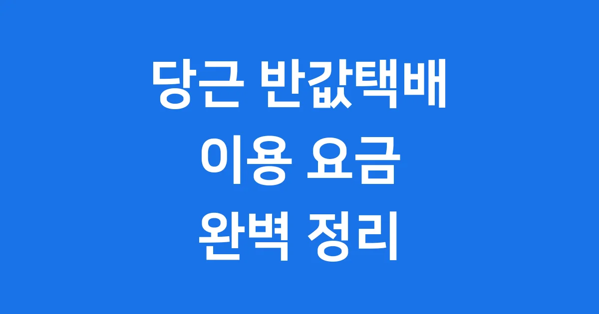 당근 반값택배 편의점 이용 요금 기간