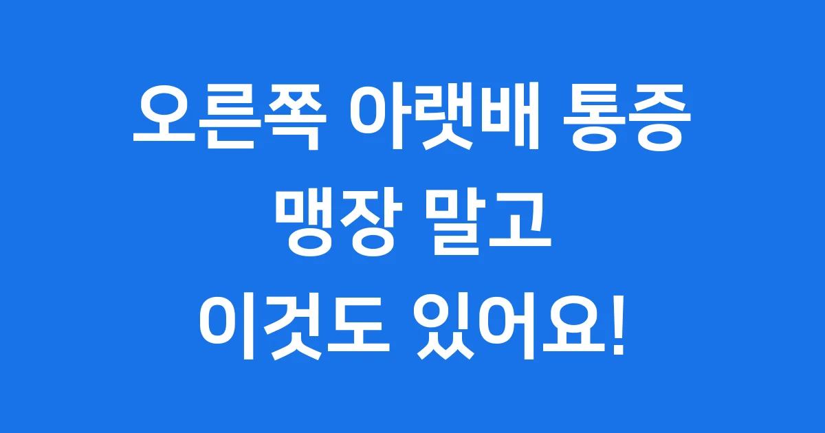 오른쪽 아랫배 통증 원인 맹장 말고 이것도 있어요!
