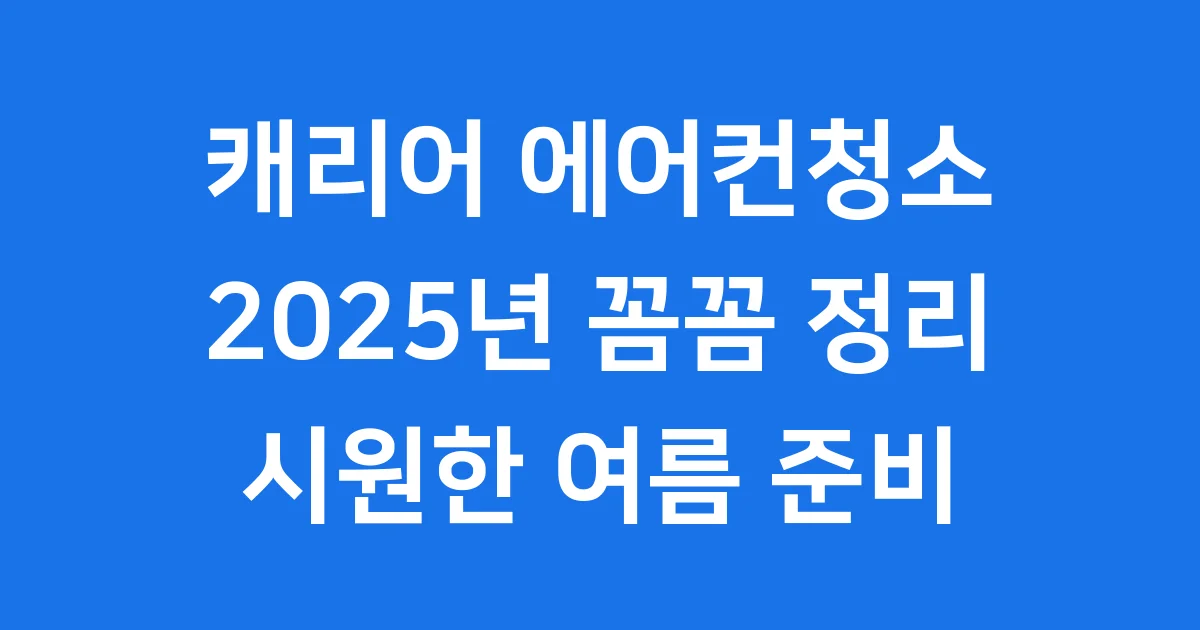 캐리어 에어컨청소 2025년 꼼꼼 정리