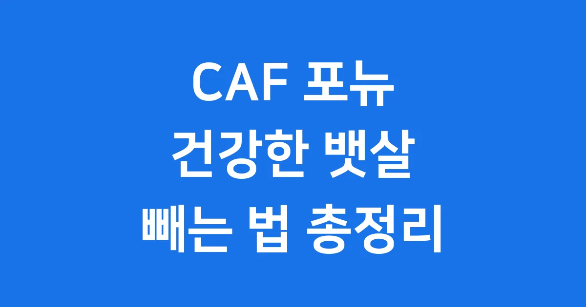 CAF 포뉴와 함께하는 뱃살빼는법 핵심 가이드