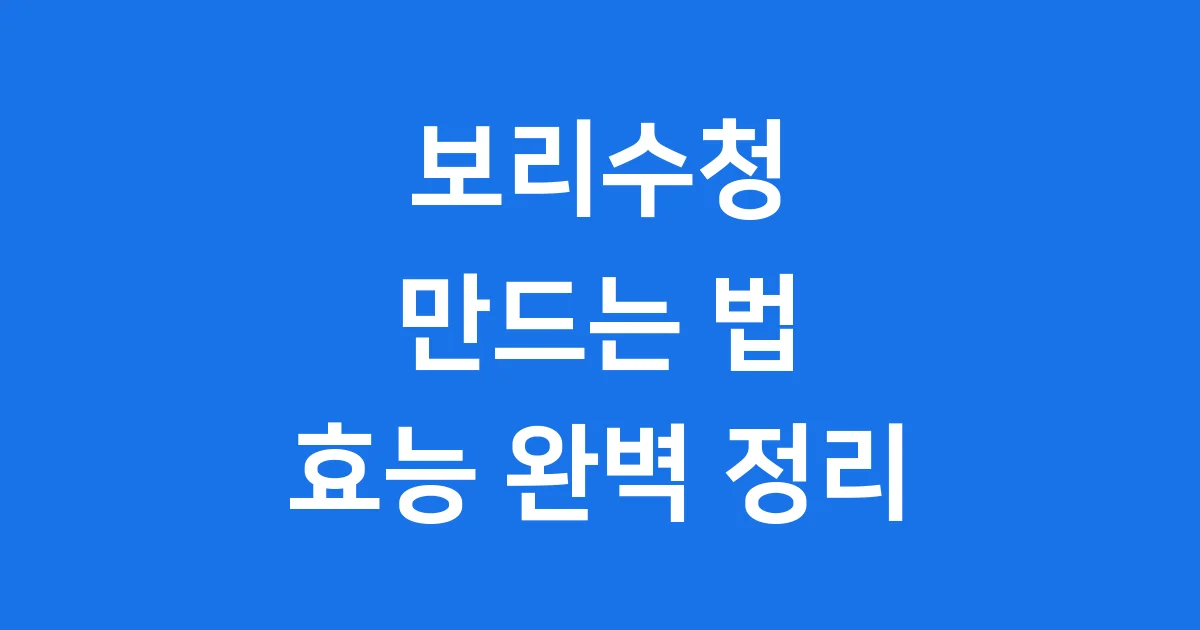 보리수청 만드는 법 효능 완벽 정리