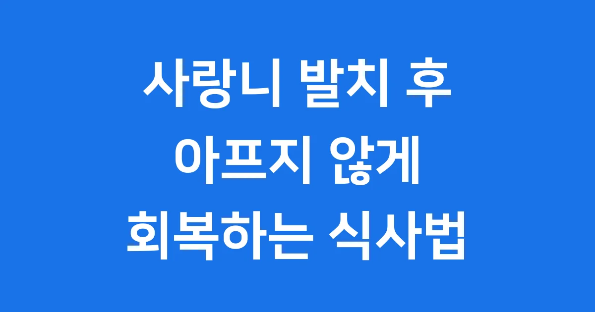 사랑니 발치 후 식사 관리