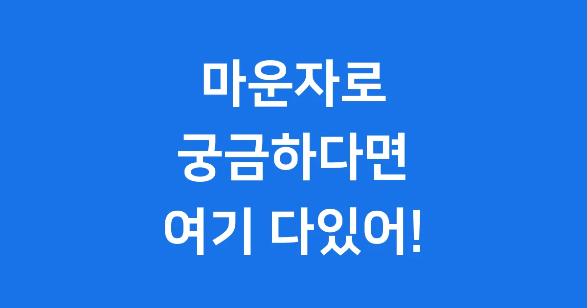 마운자로 후기