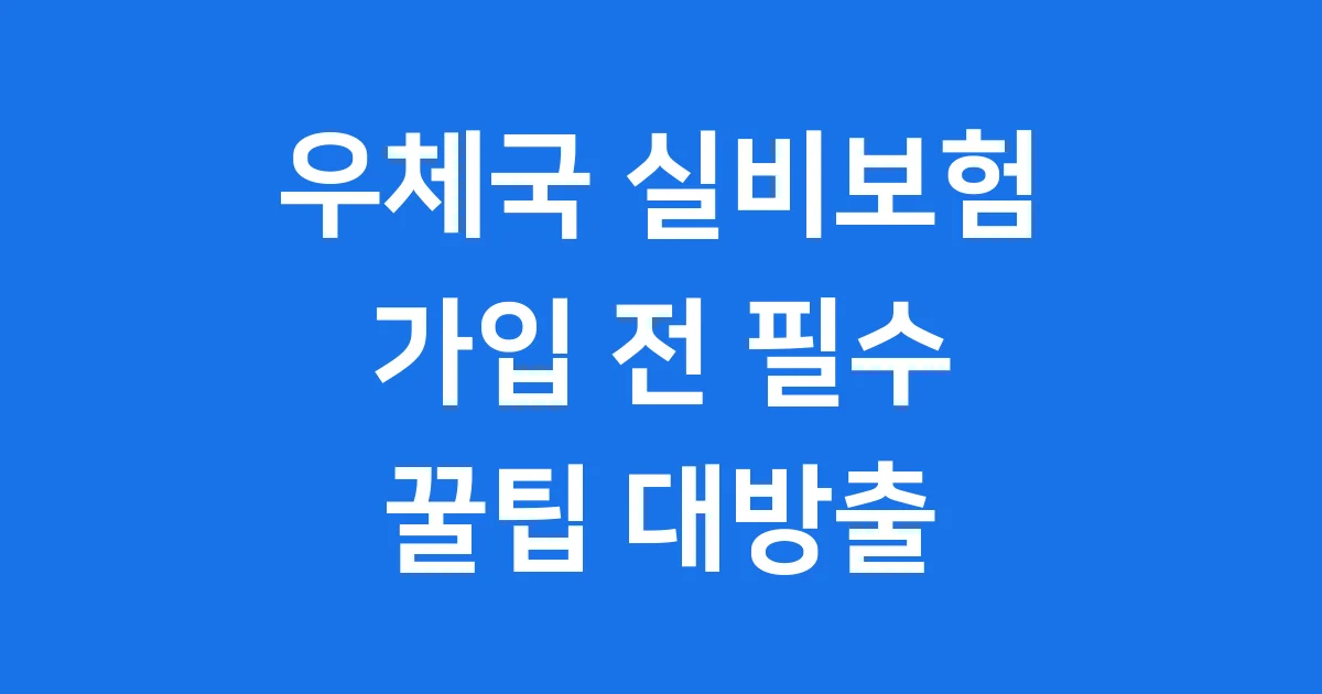 우체국 실비보험 가입 2025년 주요 특징부터 팁까지