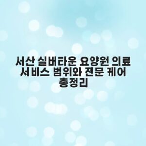 서산 실버타운 요양원 의료 서비스 범위와 전문 케어 총정리