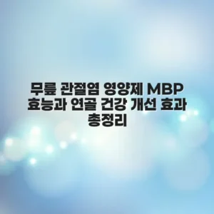 무릎 관절염 영양제 MBP 효능과 연골 건강 개선 효과 총정리