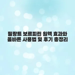 필랑트 보르피린 원액 효과와 올바른 사용법 및 후기 총정리