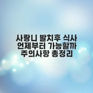 사랑니 발치후 식사 언제부터 가능할까 주의사항 총정리