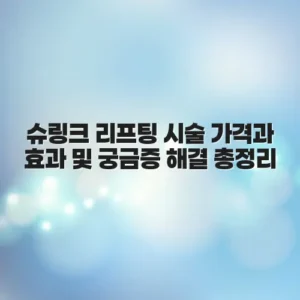 슈링크 리프팅 시술 가격과 효과 및 궁금증 해결 총정리