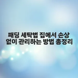 패딩 세탁법 집에서 손상 없이 관리하는 방법 총정리