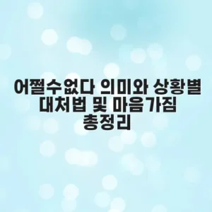 어쩔수없다 의미와 상황별 대처법 및 마음가짐 총정리