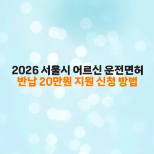 2026 서울시 어르신 운전면허 반납 20만원 지원 신청 방법