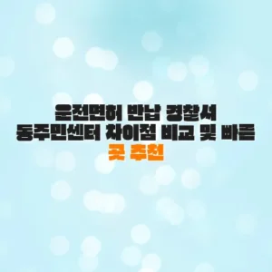 운전면허 반납 경찰서 동주민센터 차이점 비교 및 빠른 곳 추천