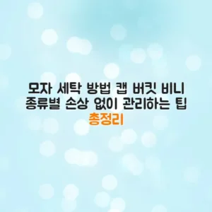 모자 세탁 방법 캡 버킷 비니 종류별 손상 없이 관리하는 팁 총정리