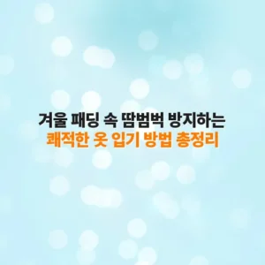 겨울 패딩 속 땀범벅 방지하는 쾌적한 옷 입기 방법 총정리