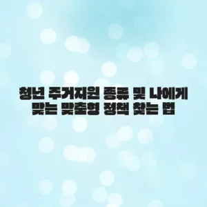 청년 주거지원 종류 및 나에게 맞는 맞춤형 정책 찾는 법