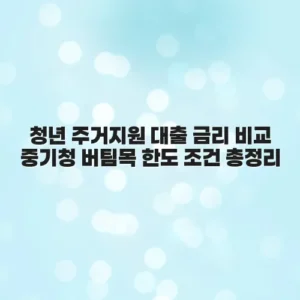 청년 주거지원 대출 금리 비교 중기청 버팀목 한도 조건 총정리