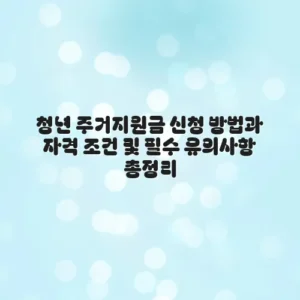 청년 주거지원금 신청 방법과 자격 조건 및 필수 유의사항 총정리
