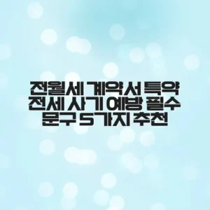 전월세 계약서 특약 전세 사기 예방 필수 문구 5가지 추천