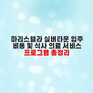 마리스텔라 실버타운 입주 비용 및 식사 의료 서비스 프로그램 총정리