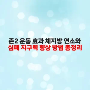 존2 운동 효과 체지방 연소와 심폐 지구력 향상 방법 총정리