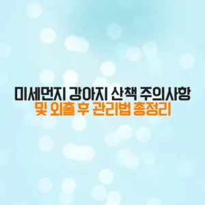 미세먼지 강아지 산책 주의사항 및 외출 후 관리법 총정리
