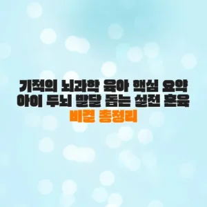 기적의 뇌과학 육아 핵심 요약 아이 두뇌 발달 돕는 실전 훈육 비결 총정리