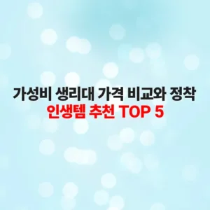 가성비 생리대 가격 비교와 정착 인생템 추천 TOP 5