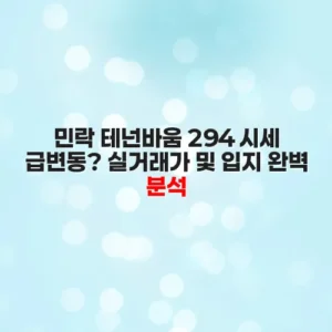 민락 테넌바움 294 시세 급변동? 실거래가 및 입지 완벽 분석