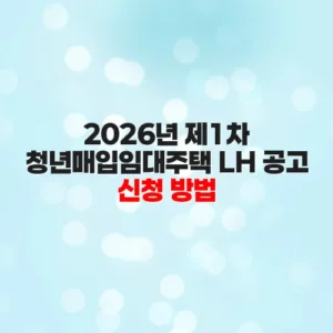 2026년 제1차 청년매입임대주택 LH 공고 신청 방법