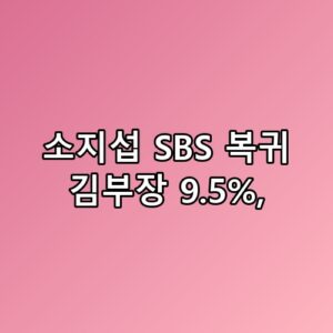 소지섭 SBS 복귀 김부장 9.5% 의외의 포인트가 숨겨져 있었어요