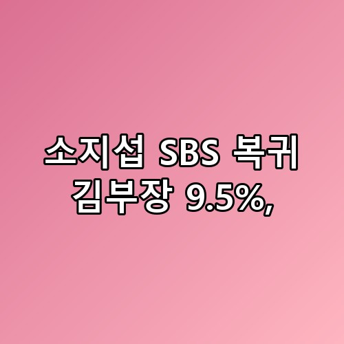 소지섭 SBS 복귀 김부장 9.5% 의외의 포인트가 숨겨져 있었어요