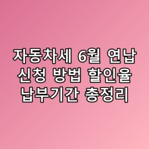 자동차세 6월 연납 신청 방법 할인율 납부기간 총정리 직접 확인해봤어요