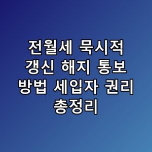 전월세 묵시적 갱신 해지 통보 방법 세입자 권리 총정리 직접 확인해봤어요
