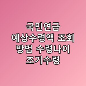 국민연금 예상수령액 조회 방법 수령나이 조기수령 꼭 알아야 할 포인트