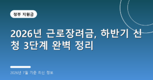 2026년 근로장려금, 하반기 신청 3단계 완벽 정리(소득·재산 조건)