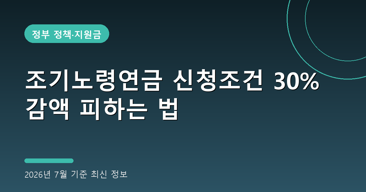 조기노령연금 신청조건 2026