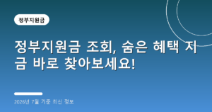 정부지원금 조회, 숨은 혜택 지금 바로 찾아보세요! (보조금24, 2026년 7월 기준)