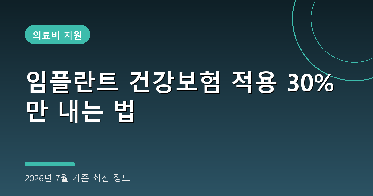 임플란트 건강보험 적용 2026년