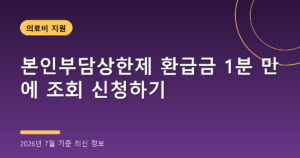 본인부담상한제 환급금 1분 만에 조회 신청하기(소득분위 기준, 2026년 7월 기준)